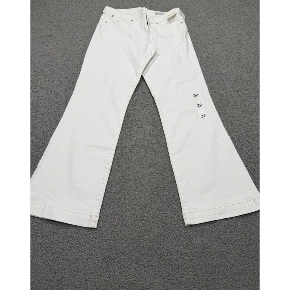 Gap Jeans Pants Women White Low Rise Bootcut Leg Cotton Retro Boho Size 14 NWT